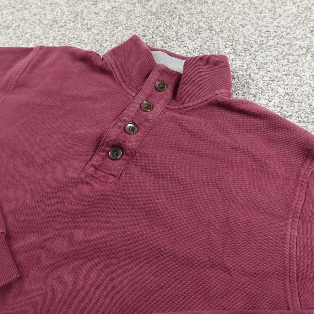 Brooks Brothers Sweatshirt Mens XL Red Rugby Mock Henley Sweater Elbow Patch Top